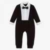 Dolce & Gabbana Smocked Cotton Interlock Romper In Black