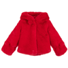 BOWTIQUE LONDON GIRLS RED FAUX FUR HOODED JACKET