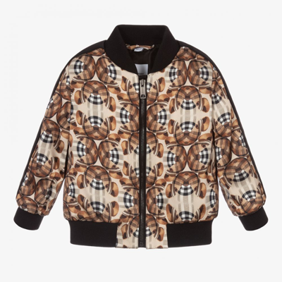 Burberry Babies' Beige Bear Satin Bomber Jacket