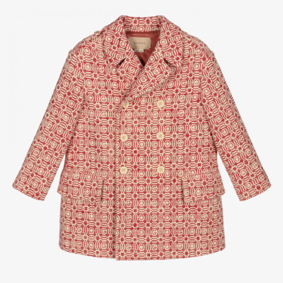 Gucci Kids' Boys Red & Ivory Logo Cotton Coat