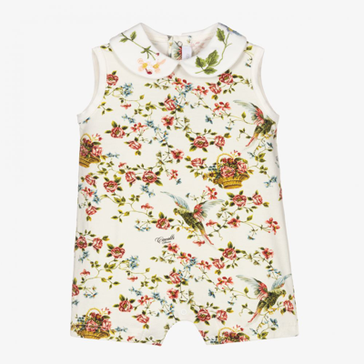 Roberto Cavalli Girls Baby Ivory Flowers Shortie In Multicolor