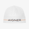 AIGNER AIGNER WHITE PIMA COTTON BABY HAT