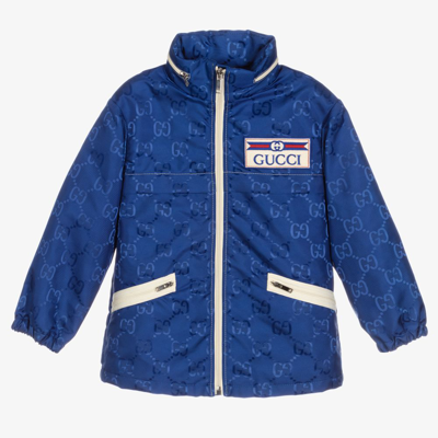 Gucci Babies' Blue Gg Nylon Jacket