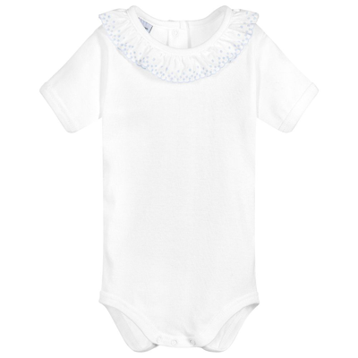 Babidu Babies' White Cotton Ruffle Bodysuit