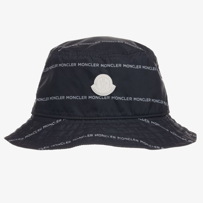 Moncler Babies' Blue & White Logo Sun Hat