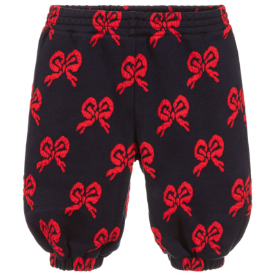 Gucci Babies' Girls Blue & Red Bow Cotton Joggers