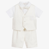 BEATRICE & GEORGE BOYS IVORY VISCOSE SHORTS SUIT