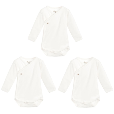 Bonpoint Babies' Ivory Cotton Bodyvests (3 Pack)