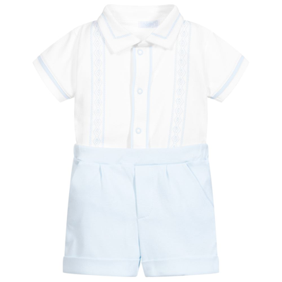 Sofija Babies' Boys White & Blue Shorts Set