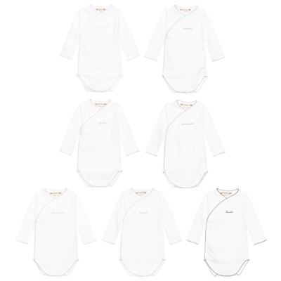 Bonpoint Babies' White Cotton Bodyvests (7 Pack)