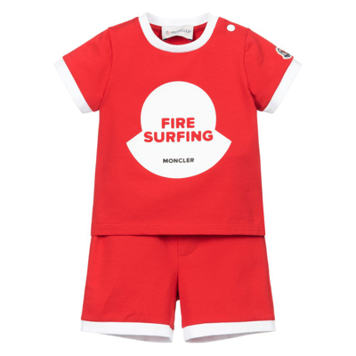 Moncler Babies' Boys Red Cotton Shorts Set