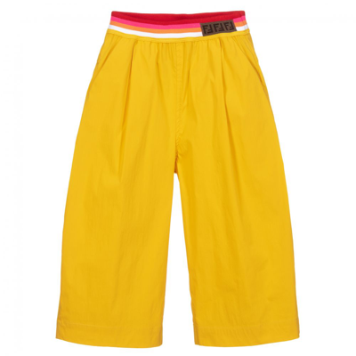 Fendi Babies' Girls Yellow Wide Leg Trousers