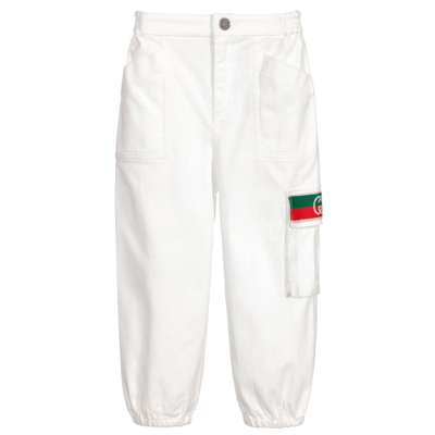 Gucci Kids' Boys White Web Trousers