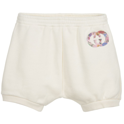 Gucci Babies' Girls Ivory Gg Cotton Shorts