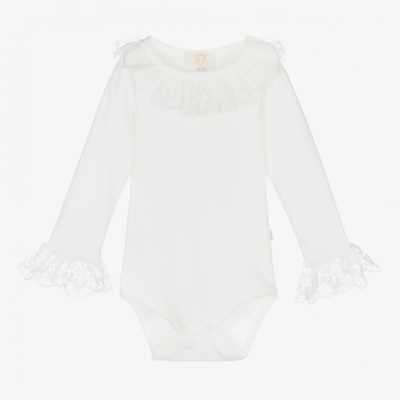 Caramelo Babies' Girls Ivory Cotton & Lace Bodysuit