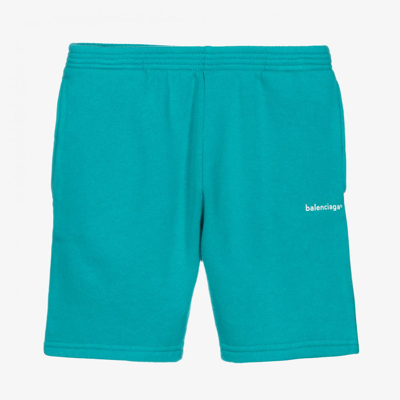 Balenciaga Babies' Blue Cotton Logo Shorts