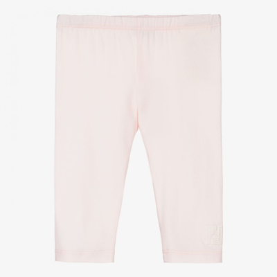Fendi Girls Pink Cotton Logo Baby Leggings