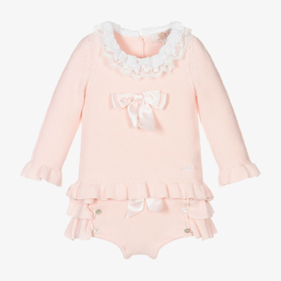 Caramelo Babies' Girls Pink Knitted Top & Shorts Set