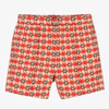 GUCCI RED HOUNDSTOOTH LOGO SHORTS