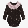 WAUW CAPOW BY BANGBANG GIRLS BLACK & PINK RUFFLE BODYSUIT