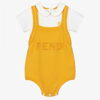 FENDI YELLOW KNITTED DUNGAREES SET