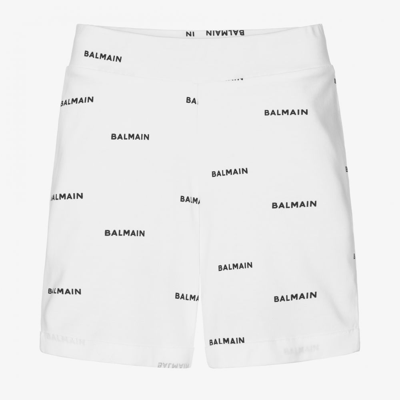 Balmain Babies' White Cotton Logo Shorts