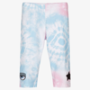 Chiara Ferragni Tie Dye Cotton Leggings With Logo Print In Blue