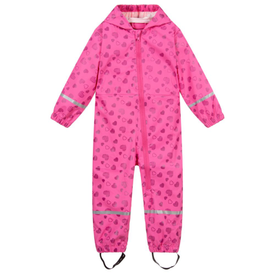 Playshoes Kids' Girls Pink Heart Print Rain Suit