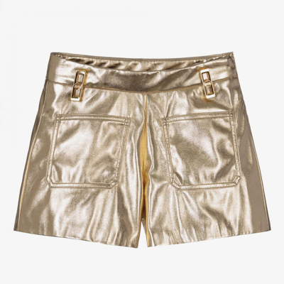 Lanvin Babies' Girls Gold Faux Leather Shorts