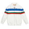 GUCCI BOYS WHITE COTTON LOGO JACKET