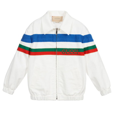Gucci Kids' Boys White Cotton Logo Jacket