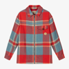 GUCCI BOYS BLUE & RED CHECK WOOL JACKET