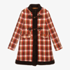 GUCCI TEEN RED CHECK WOOL COAT