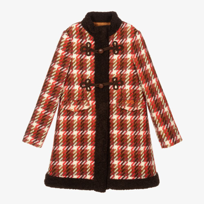 Gucci Girls Teen Red Check Wool Coat