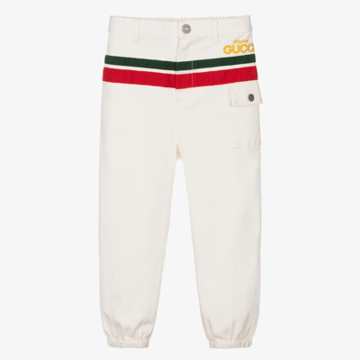 Gucci Kids' Boys White Web Stripe Denim Jeans