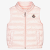 Moncler Girls Pink Down Padded Puffer Gilet In Pink