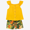 MAYORAL GIRLS ORANGE FLORAL SHORTS SET