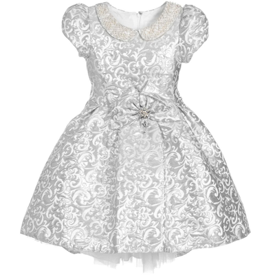 Romano Princess Kids' Girls Silver Jacquard Dress Set