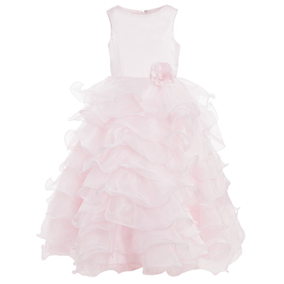 Sarah Louise Kids' Girls Long Pink Ruffle Dress