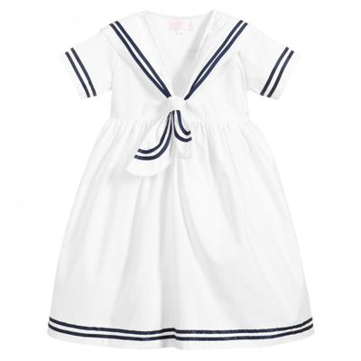 Powell Craft Kids' White Cotton Girls Sailor Dress