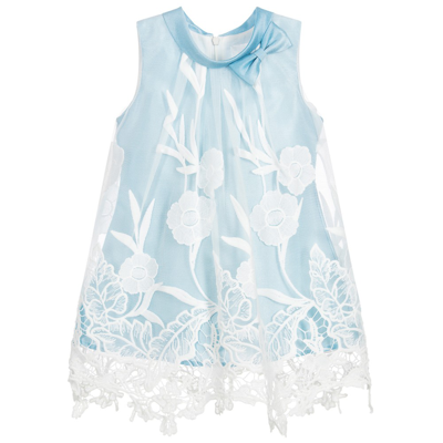 Romano Princess Kids' Girls Blue & White Lace Dress