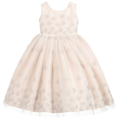 Nicki Macfarlane Kids' Girls Pink Taffeta & Tulle Butterfly Dress