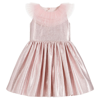 CHILDRENSALON OCCASIONS GIRLS GLITTERY PINK DRESS WITH TULLE COLLAR