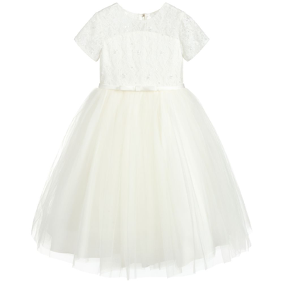 Sarah Louise Kids' Girls Ivory Lace & Tulle Dress