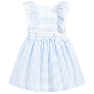 Beatrice & George Kids' Girls Blue & White Cotton Gingham Dress