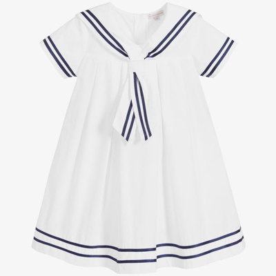 Beatrice & George Kids' Girls White Cotton Sailor Dress