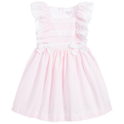 Beatrice & George Kids' Girls Pink & White Cotton Gingham Dress