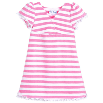 Mitty James Babies' Girls Pink & White Towelling Dress