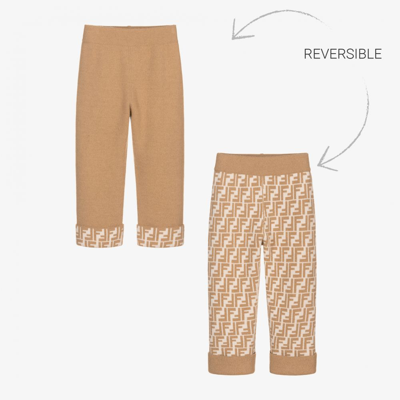 Fendi Kids' Beige Reversible Wool Trousers