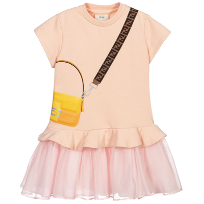 Fendi Babies' Girls Pink Baguette Bag Dress